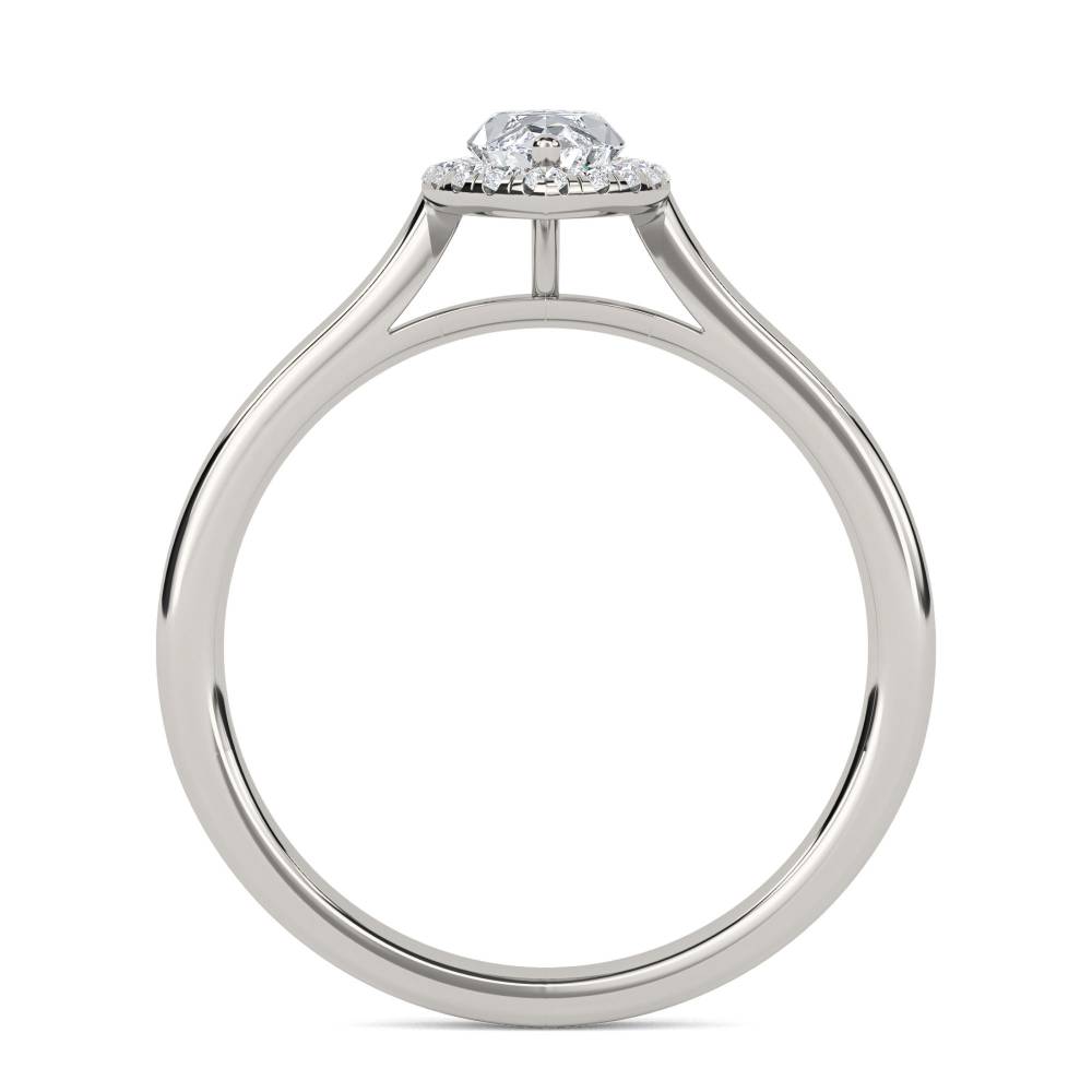 Marquise & Round Diamond Single Halo Ring set in Platinum