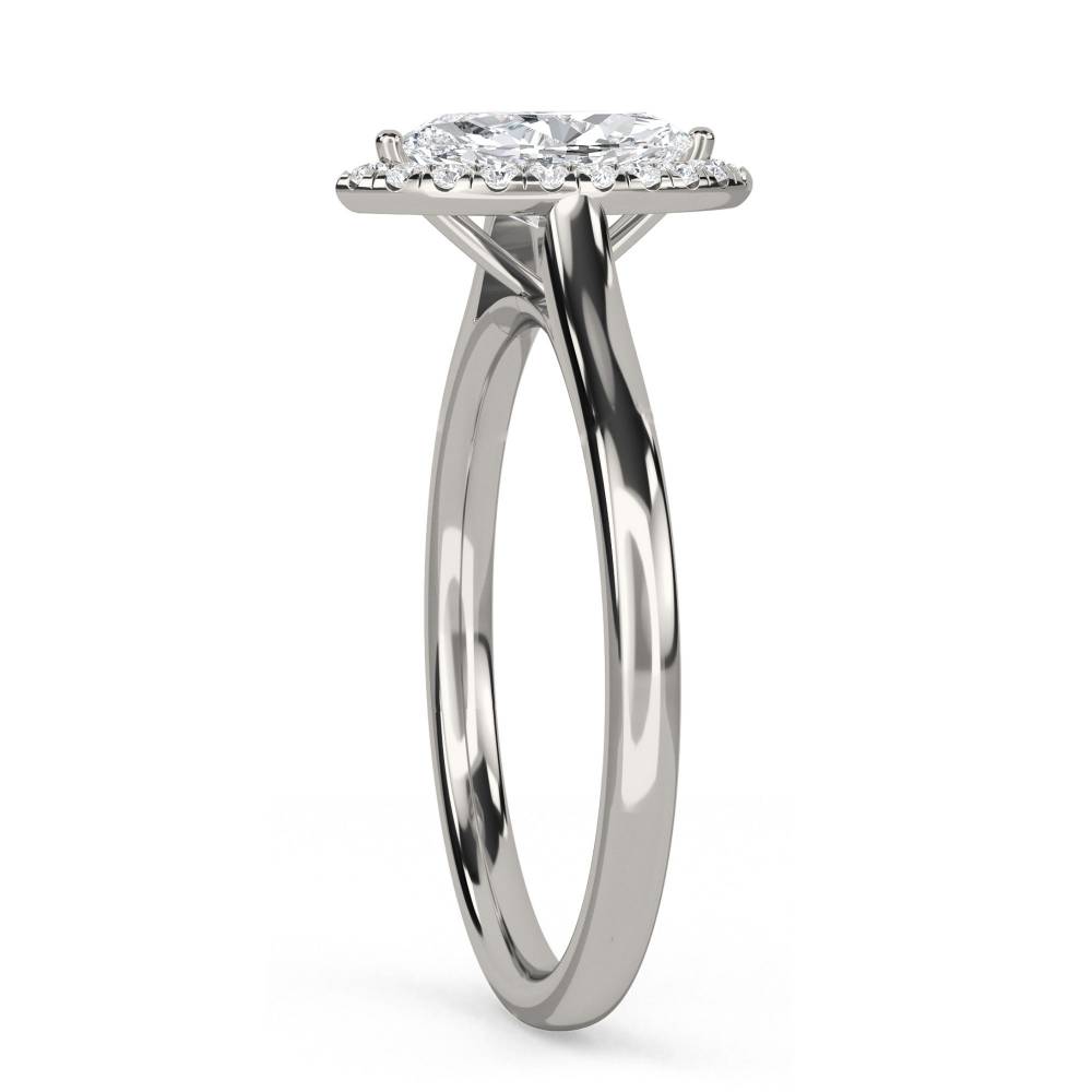 Marquise & Round Diamond Single Halo Ring P