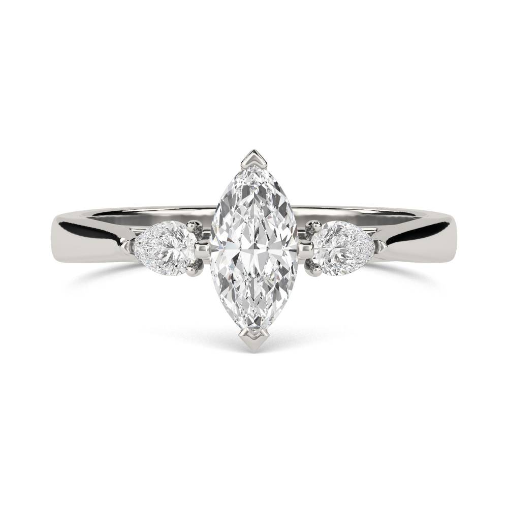 DHRX6609 Unique Marquise & Pear Diamond Trilogy Ring set in Platinum