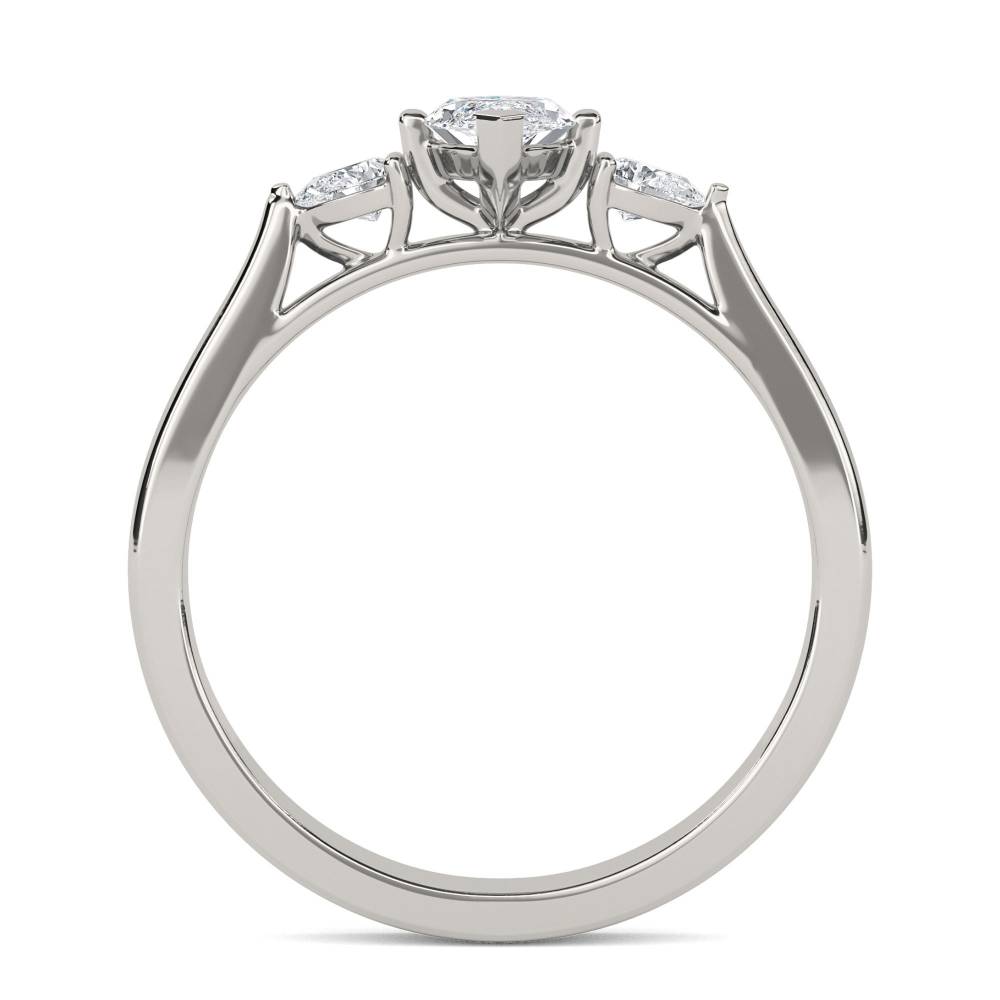 DHRX6609 Unique Marquise & Pear Diamond Trilogy Ring set in Platinum