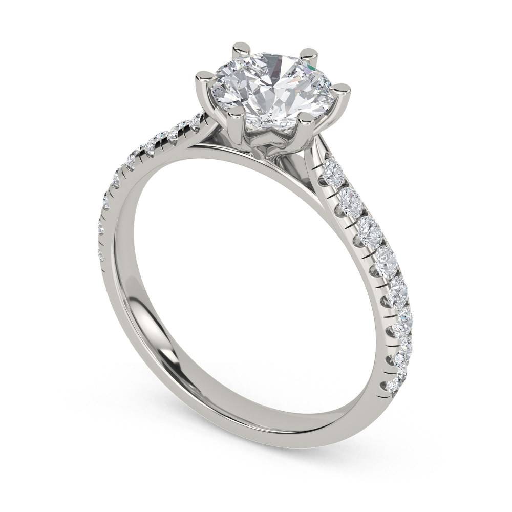 Round Diamond Shoulder Set Ring set in Platinum