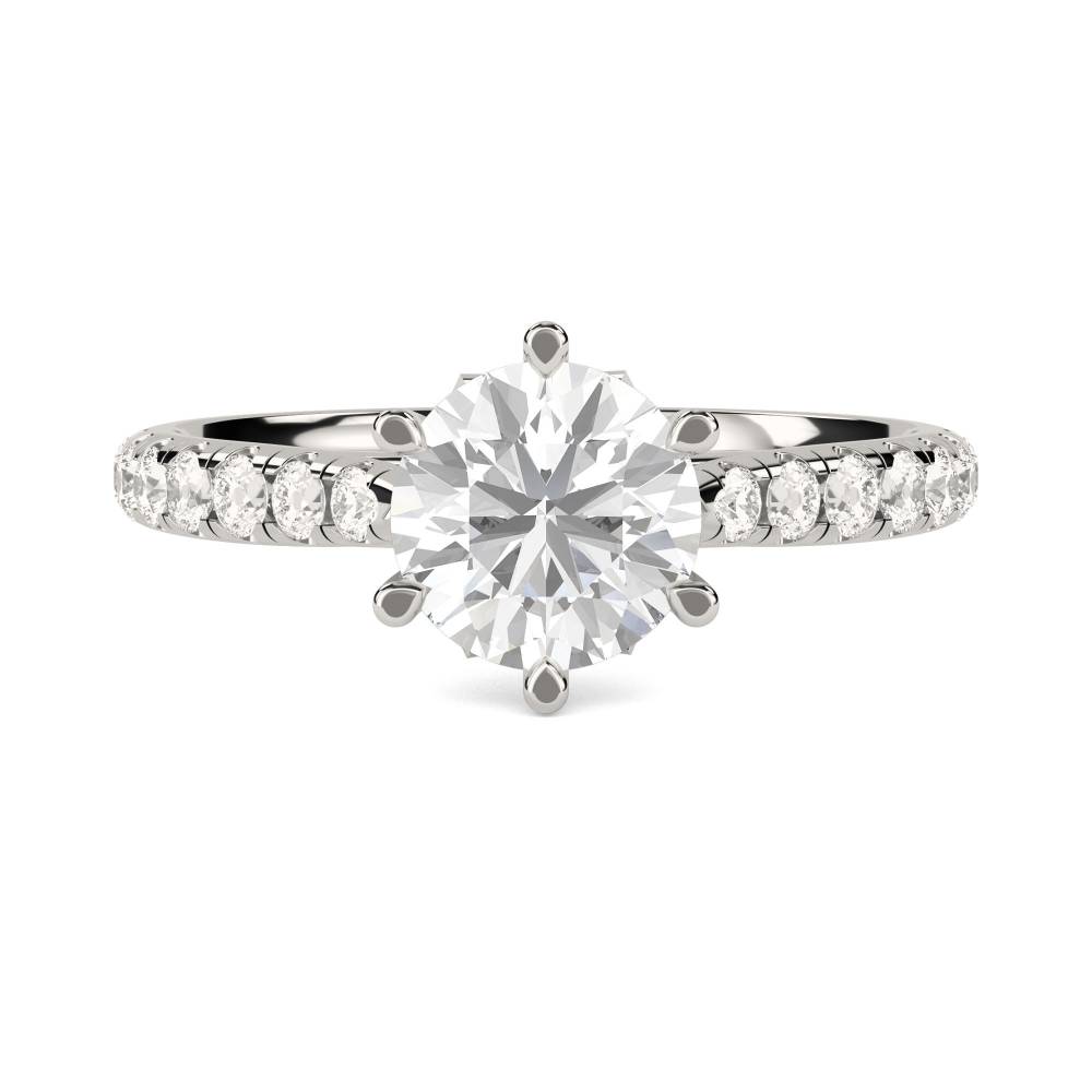 Round Diamond Shoulder Set Ring set in Platinum