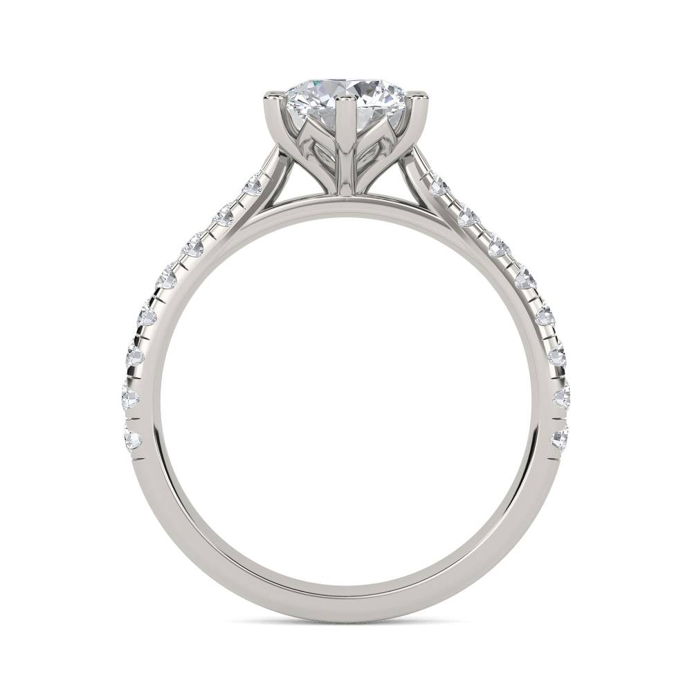 Round Diamond Shoulder Set Ring set in Platinum