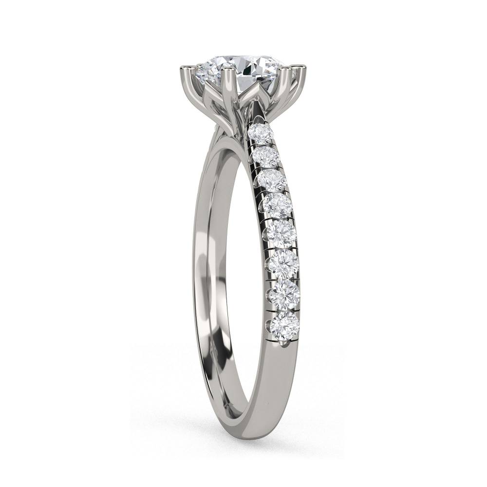 Round Diamond Shoulder Set Ring set in Platinum