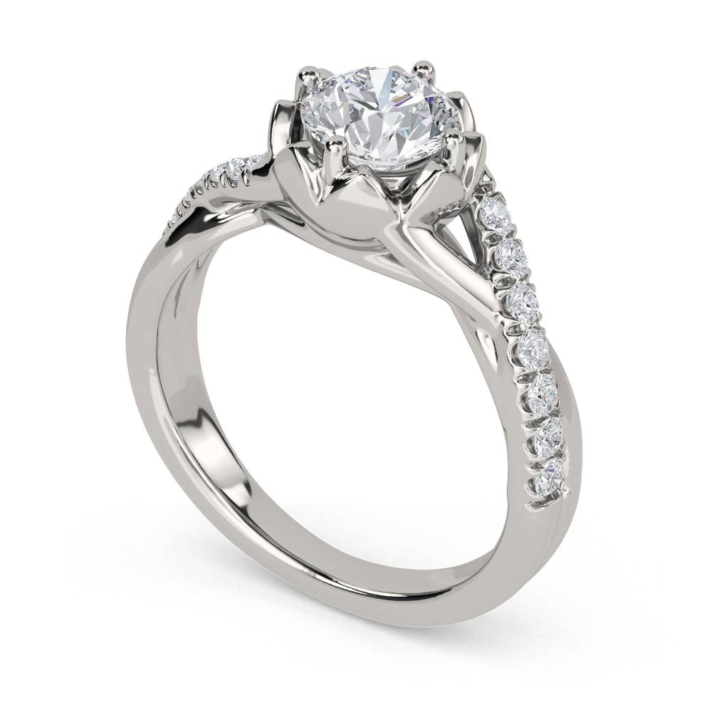 Infinity Twist Round Diamond Engagement Ring set in Platinum