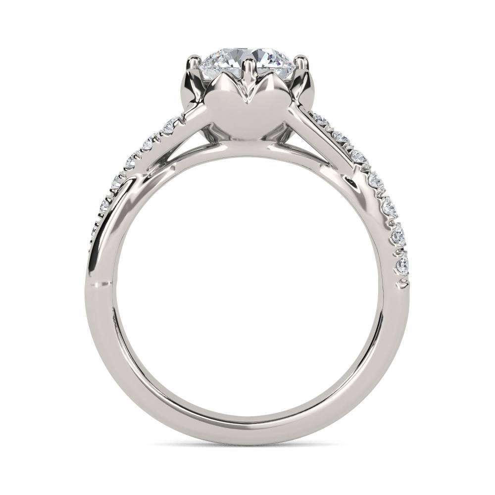 Infinity Twist Round Diamond Engagement Ring set in Platinum