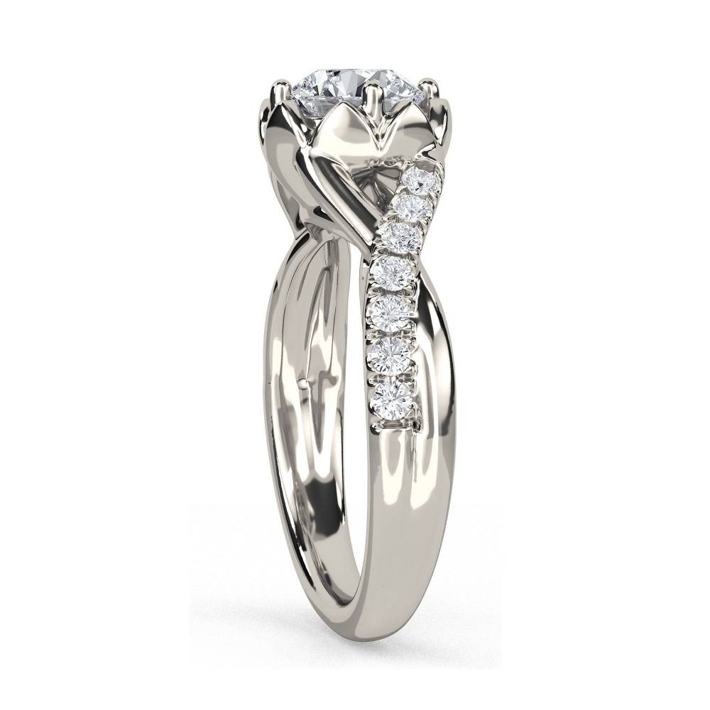 Infinity Twist Round Diamond Engagement Ring set in Platinum