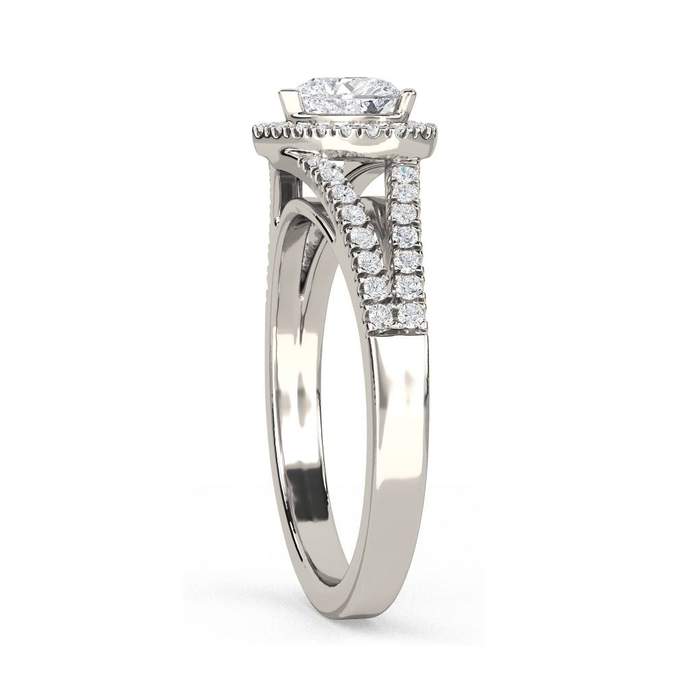 Heart Diamond Single Halo Shoulder Set Ring set in Platinum