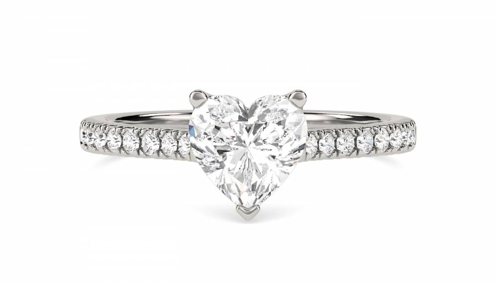 Modern Heart Diamond Shoulder Set Ring P