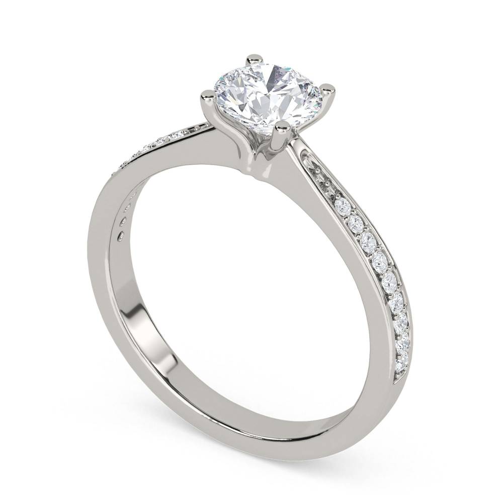 Round Shoulder Set Diamond Engagement Ring P