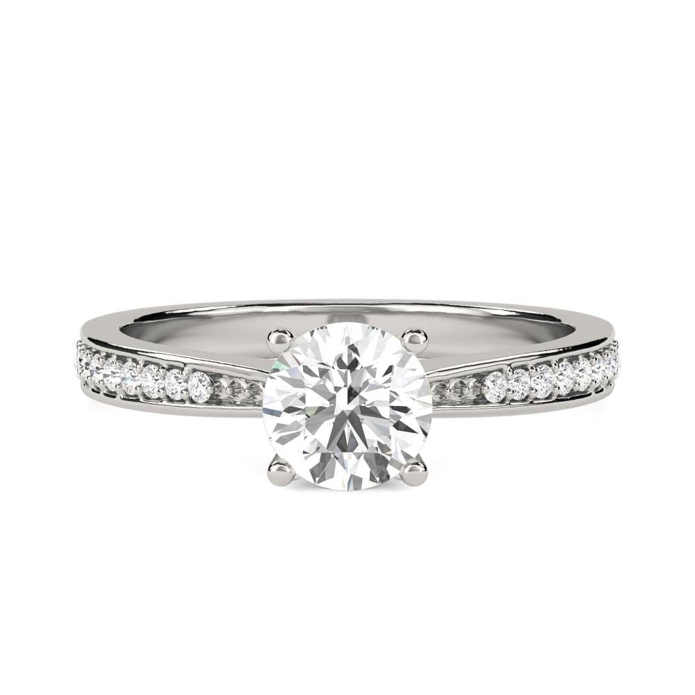 Round Shoulder Set Diamond Engagement Ring P