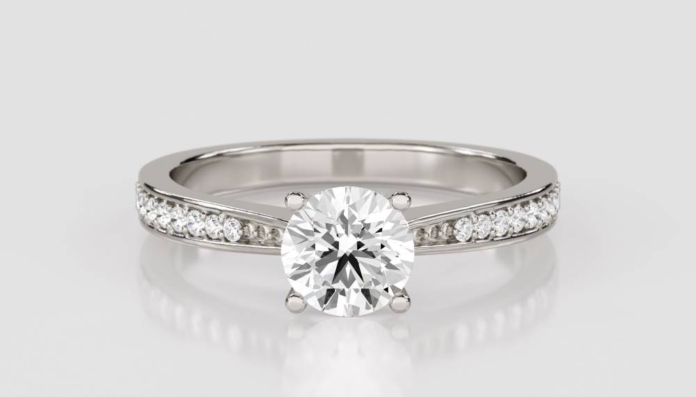 Round Shoulder Set Diamond Engagement Ring P