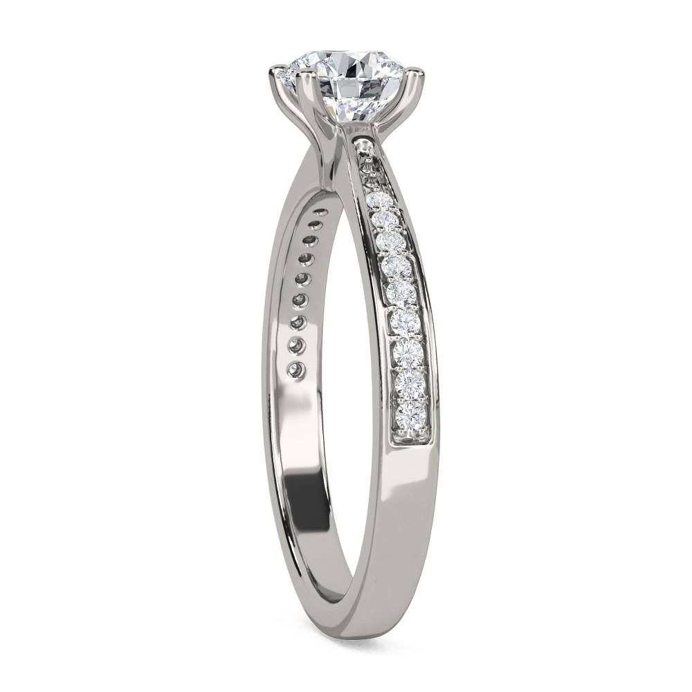 Round Shoulder Set Diamond Engagement Ring P