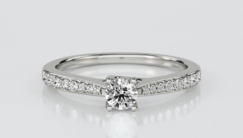 Shoulder Set Diamond Engagement Ring set in Platinum