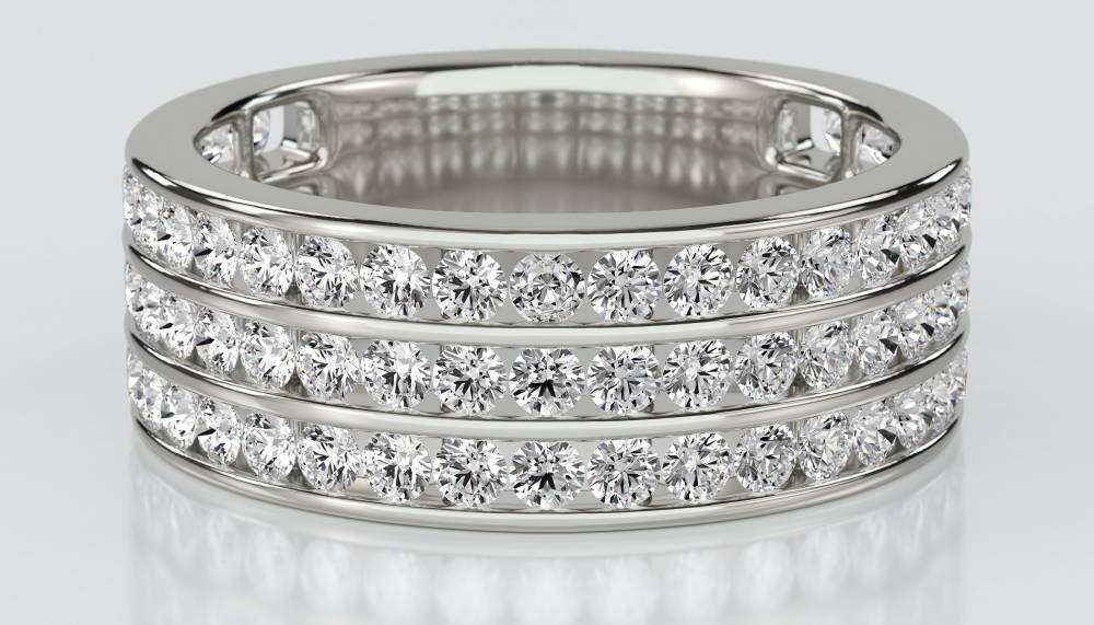 Triple Row Round Diamond Eternity Ring P