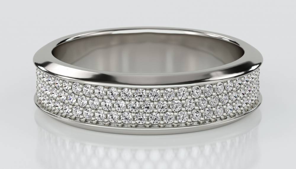 Three Row Round Diamond Full Eternity Ring set in Platinum