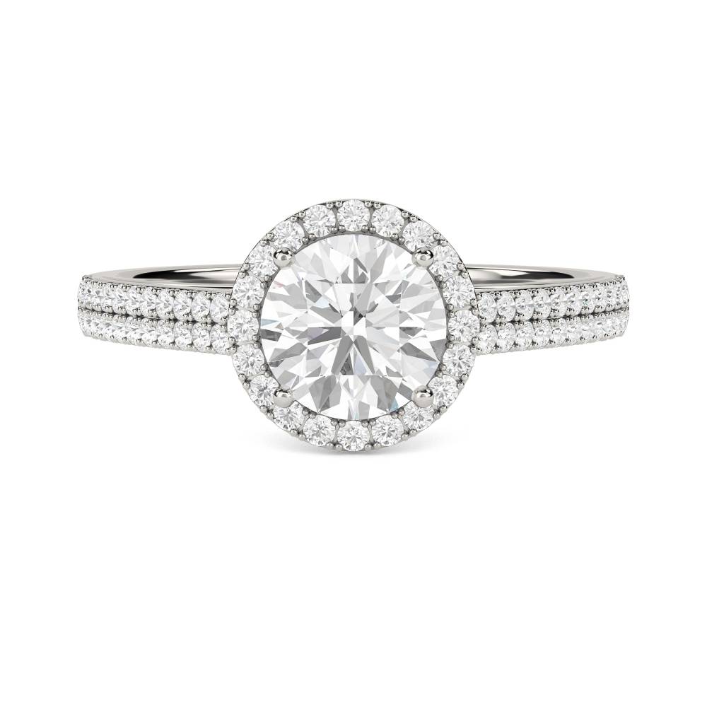 Round Diamond Single Halo Shoulder Set Ring P