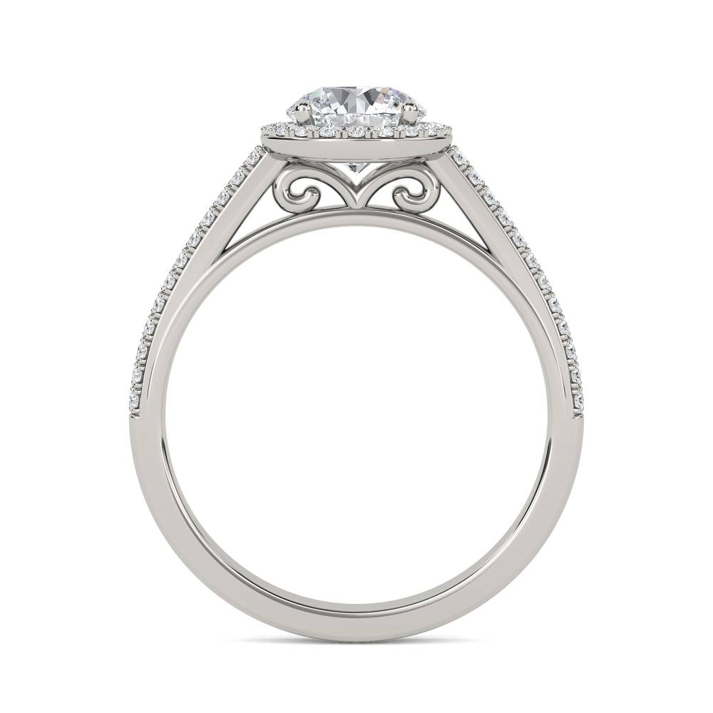 Round Diamond Single Halo Shoulder Set Ring P