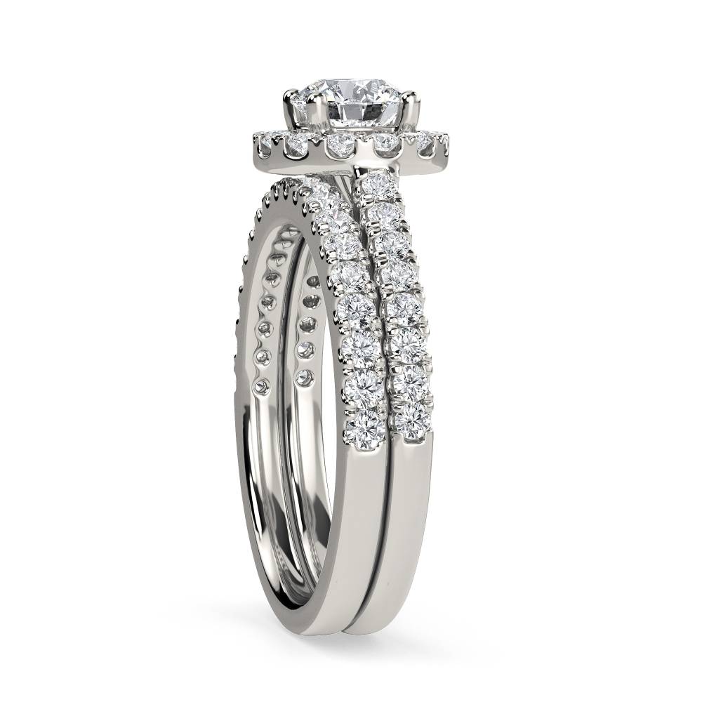 Round Diamond Shoulder Set Ring With Matching Band P