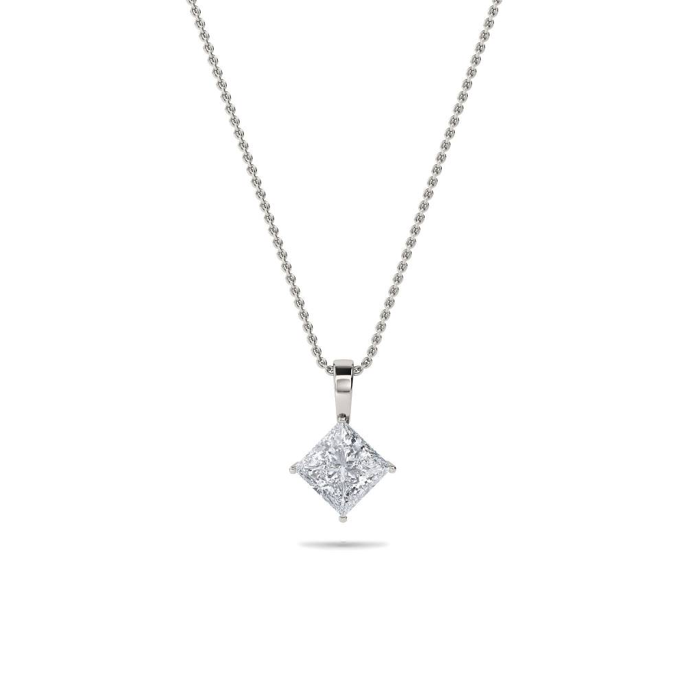 Modern Princess Diamond Solitaire Pendant P