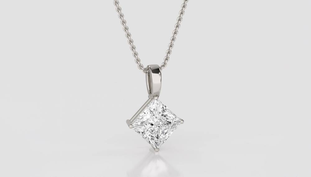 Modern Princess Diamond Solitaire Pendant P