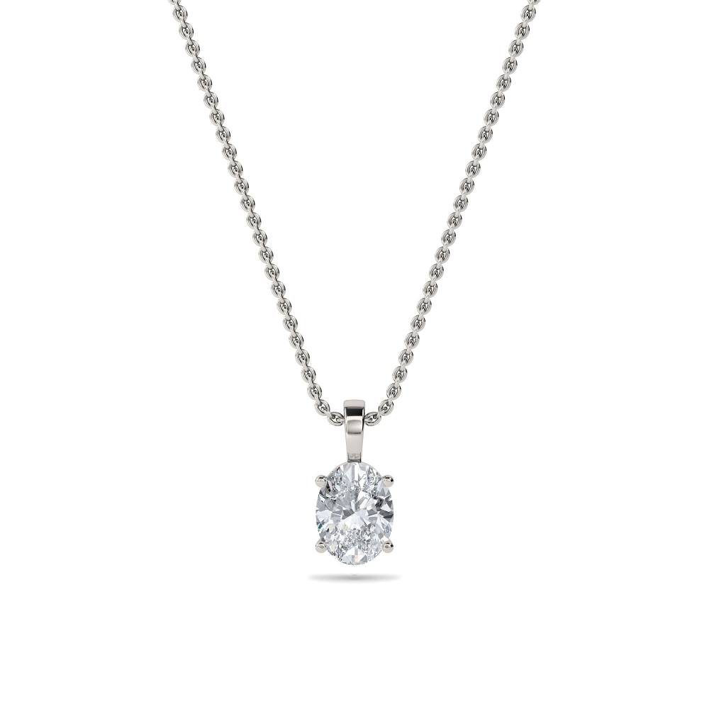 Classic Oval Diamond Solitaire Pendant P