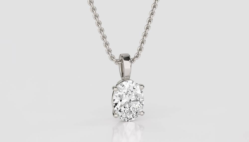 Classic Oval Diamond Solitaire Pendant P