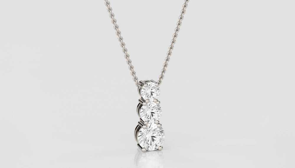 Graduated Round Diamond Trilogy Pendant set in Platinum