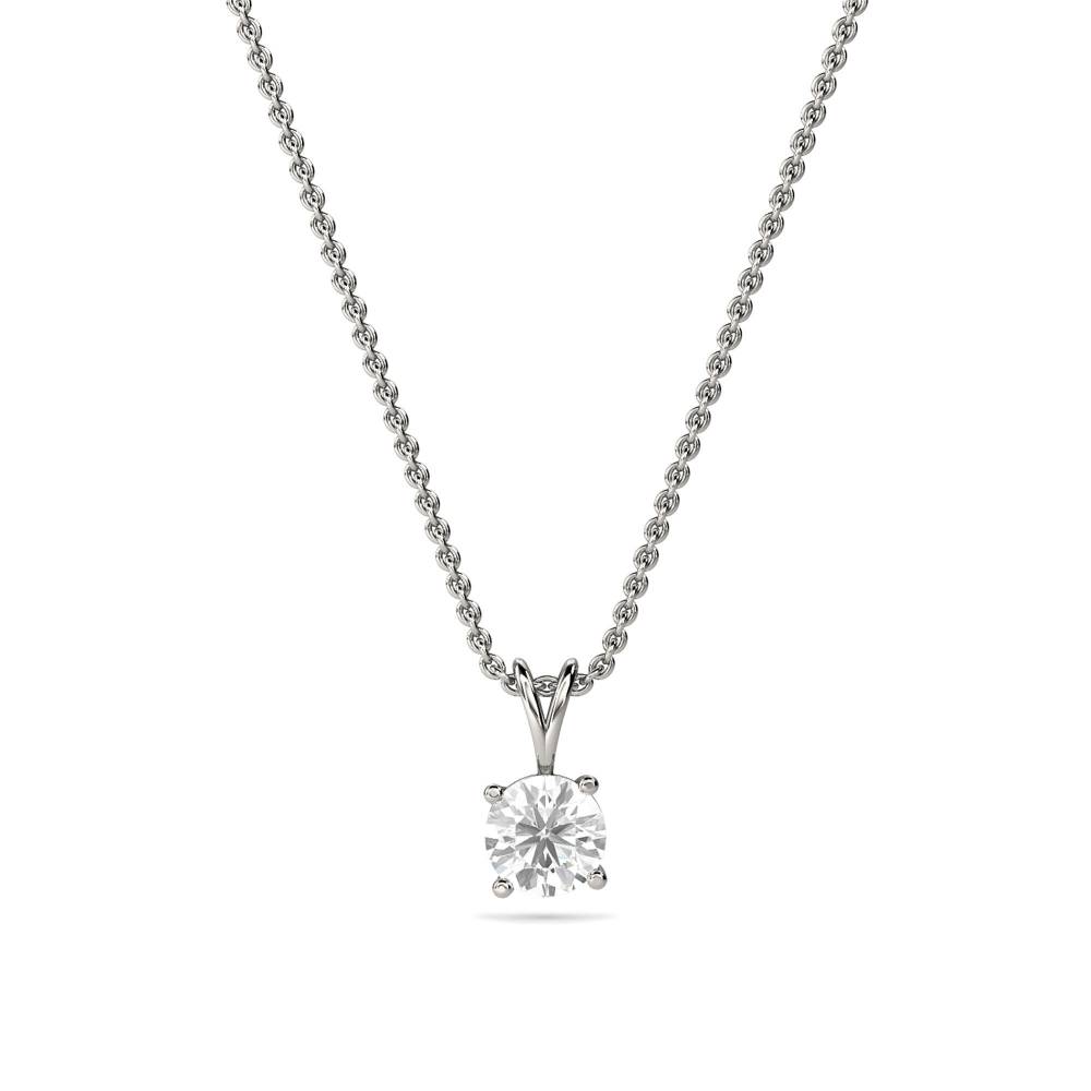 Classic 4 Claw Round Diamond Pendant P