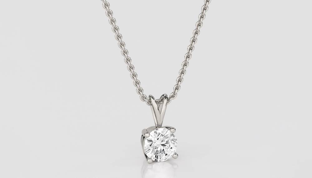 Classic 4 Claw Round Diamond Pendant P