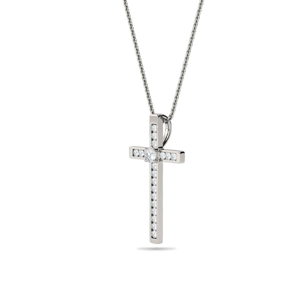 Classic Round Diamond Cross Pendant P