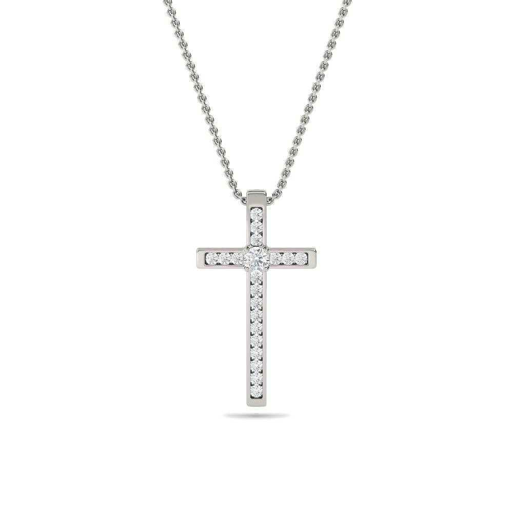 Classic Round Diamond Cross Pendant P