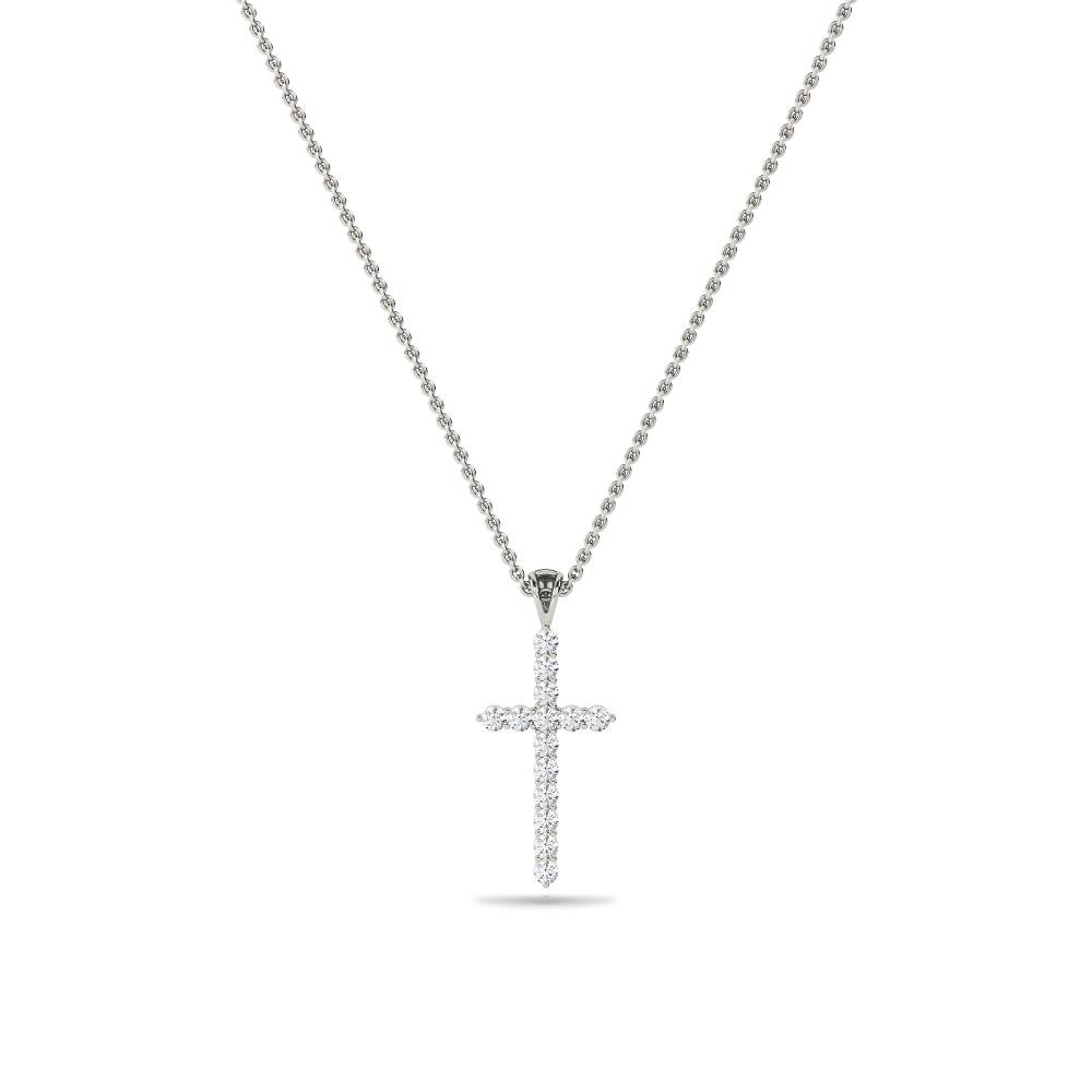 Traditional Round Diamond Cross Pendant P