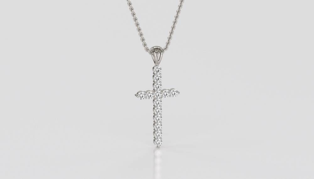 Traditional Round Diamond Cross Pendant P