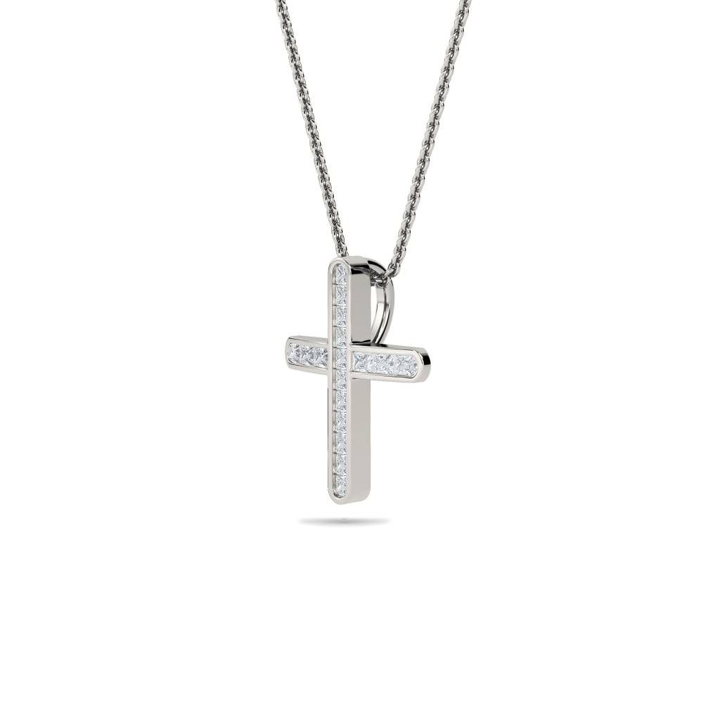 Unique Princess Diamond Cross Pendant P