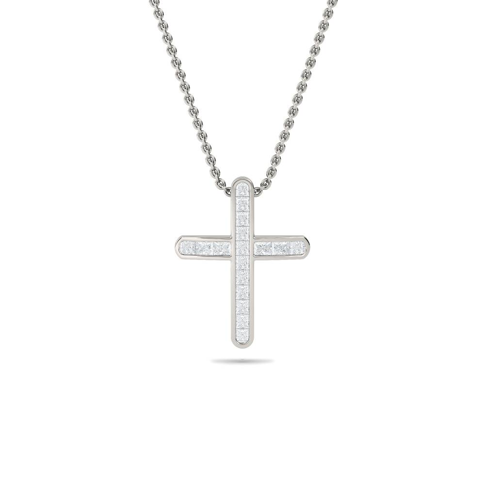 Unique Princess Diamond Cross Pendant P