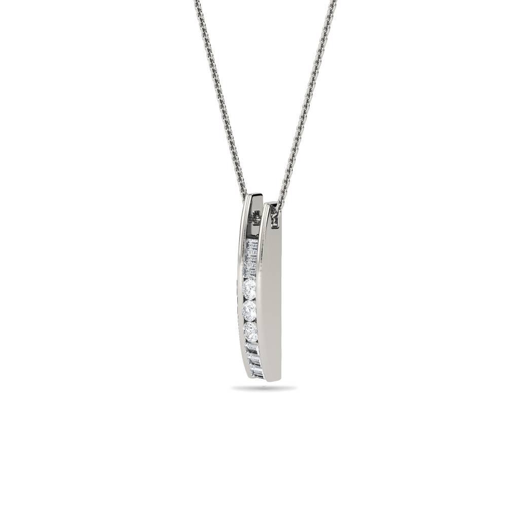 Round & Baguette Diamond Pendant P