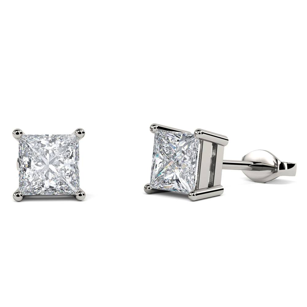 Traditional Princess Diamond Stud Earrings P