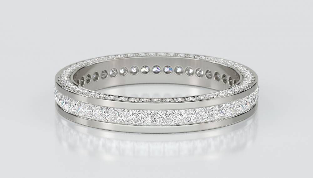 1.25ct, 3 Sided Princess Diamond Full Eternity Ring P