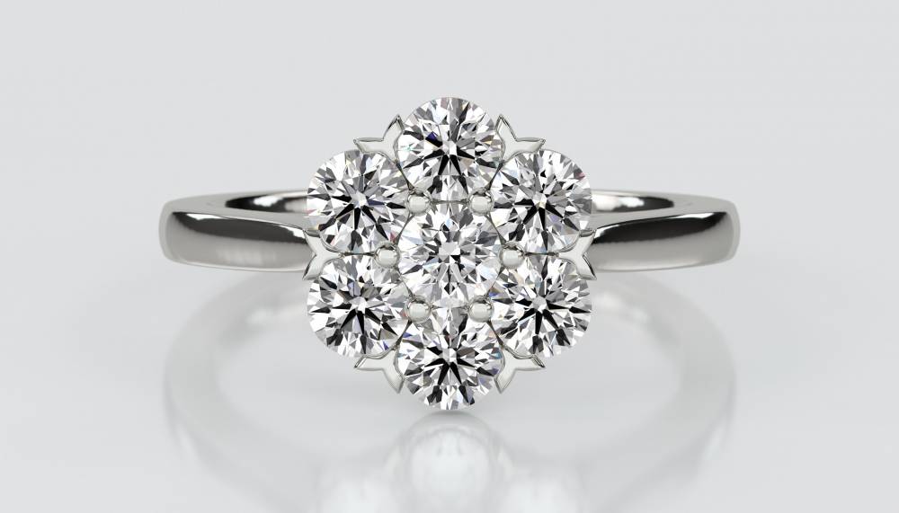 Round Diamond Cluster Ring P