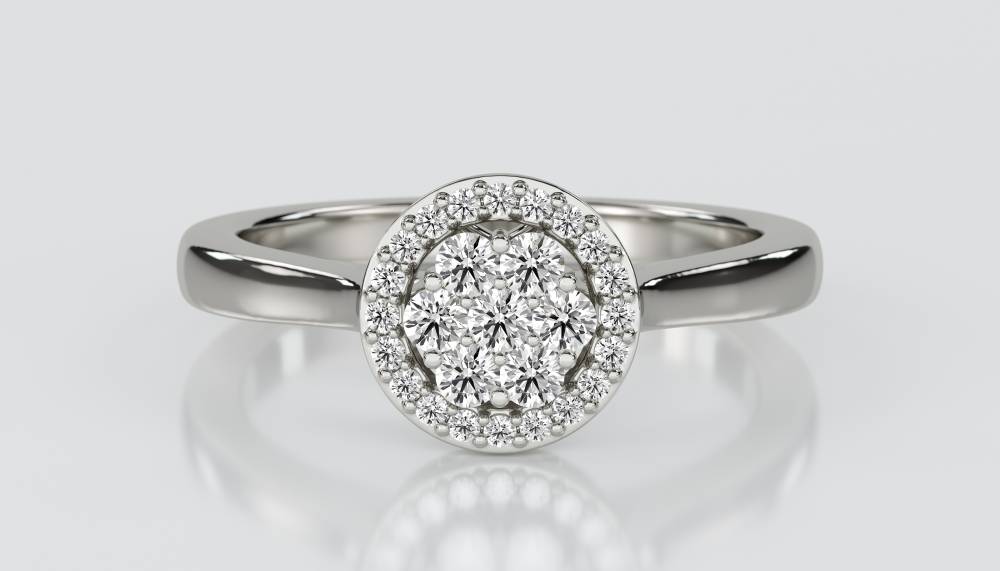 0.25ct Elegant Round Diamond Cluster Ring W