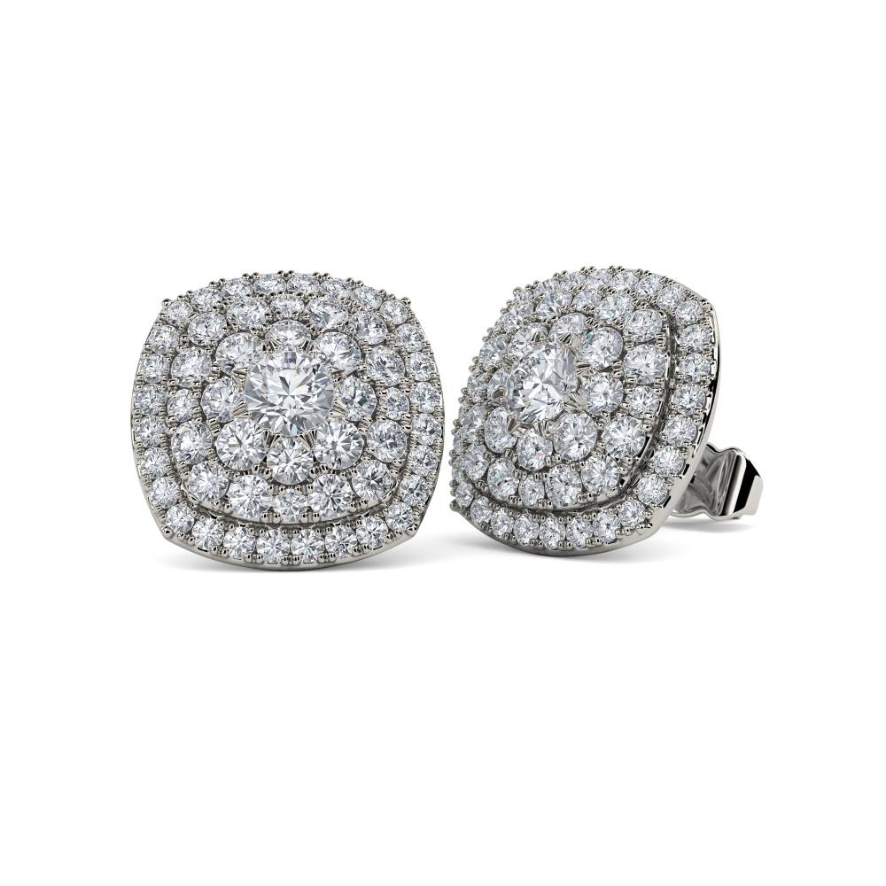 Round Diamond Cluster Earrings P