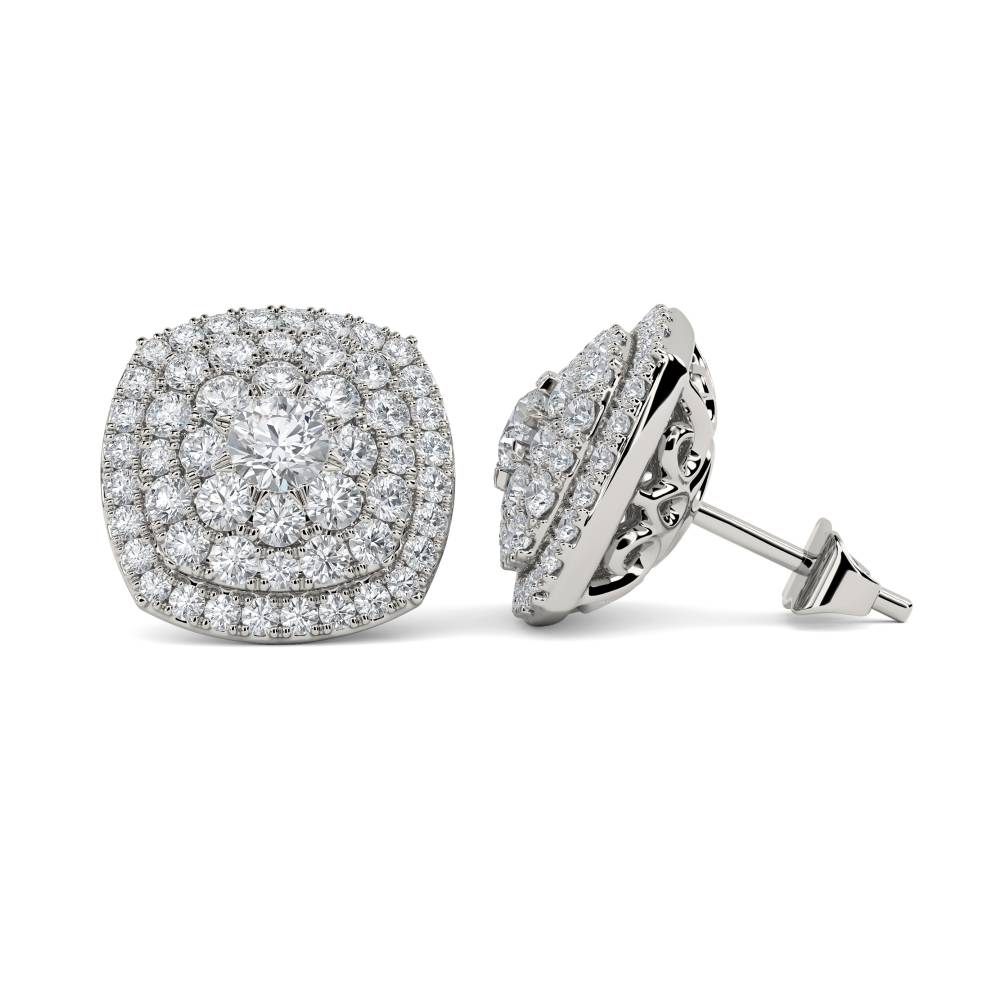 Round Diamond Cluster Earrings P