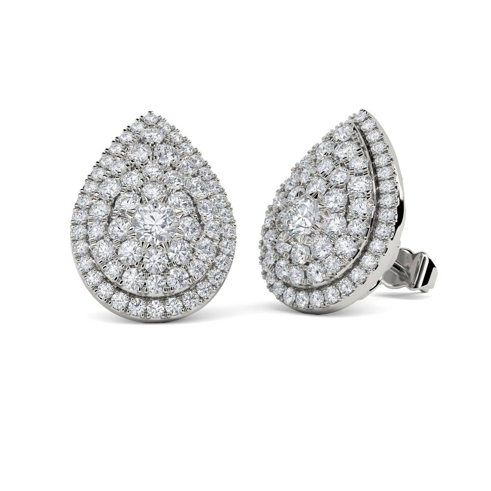 Round Diamond Cluster Earrings P