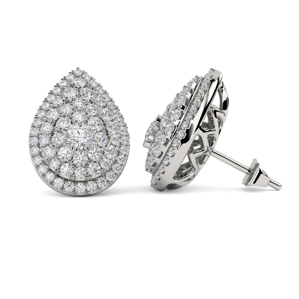 Round Diamond Cluster Earrings P