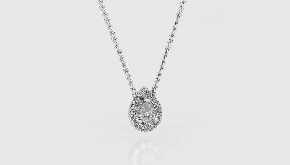 Pear/Round Diamond Halo Pendant P