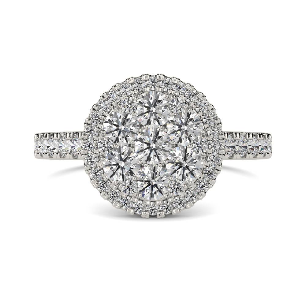 1.00ct Elegant Round Diamond Cluster Ring W