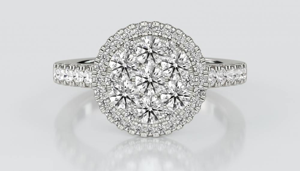 1.00ct Elegant Round Diamond Cluster Ring W