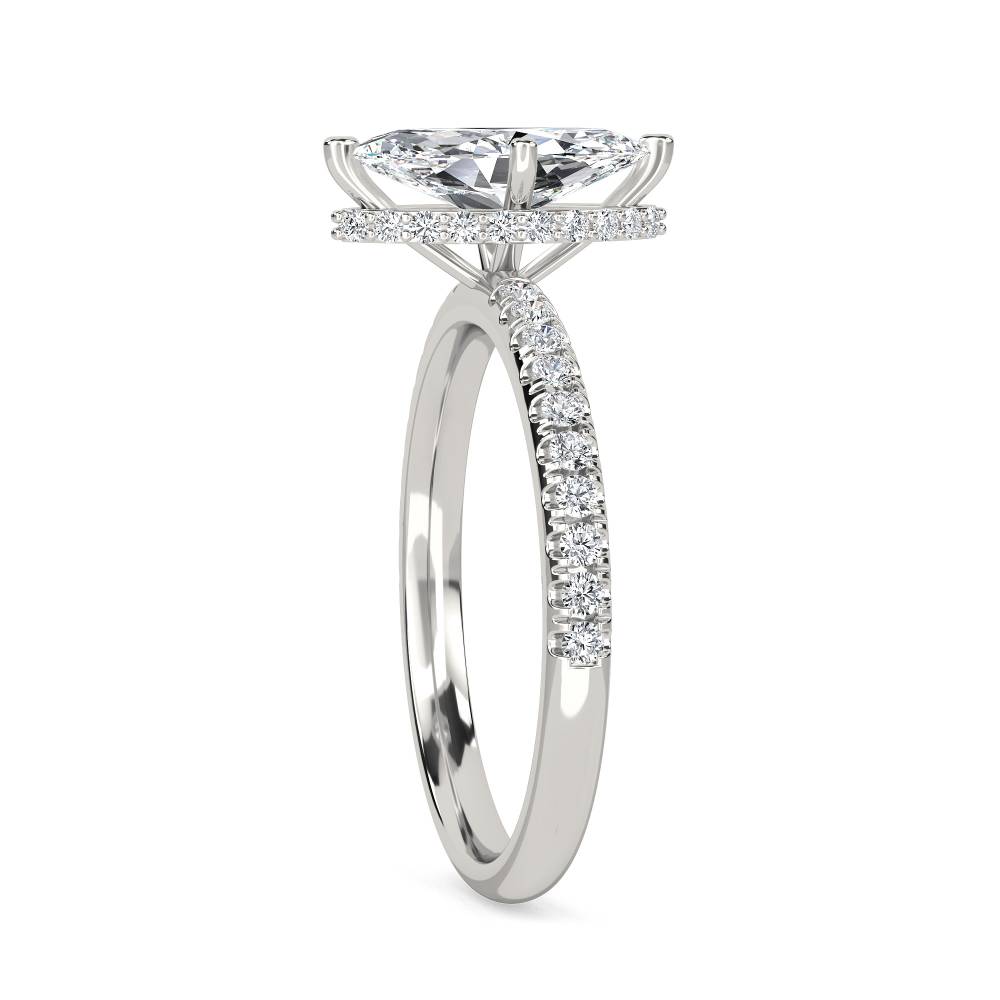 Marquise Diamond Hidden Halo Shoulder Set Ring P