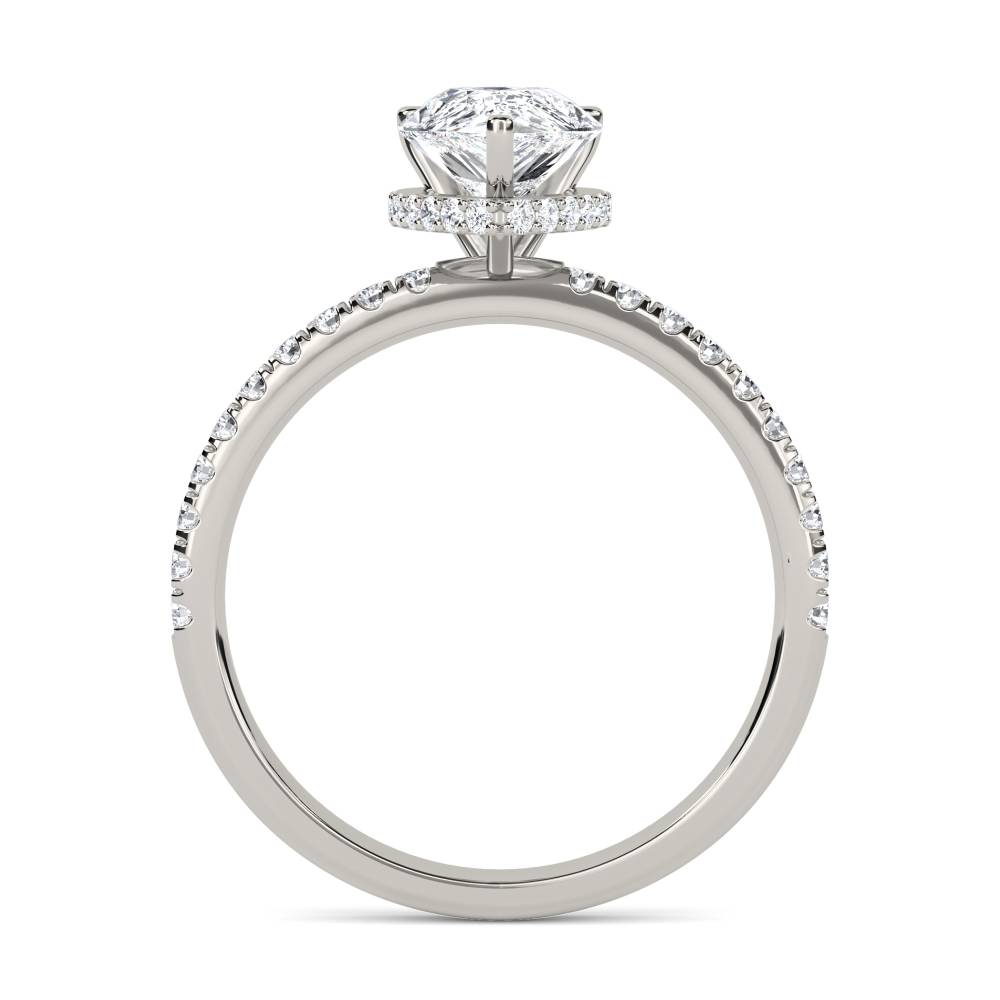 Pear Diamond Hidden Halo Shoulder Set Ring P